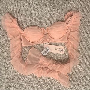 Oh Polly Ruched Mesh Cut Out Crop Top